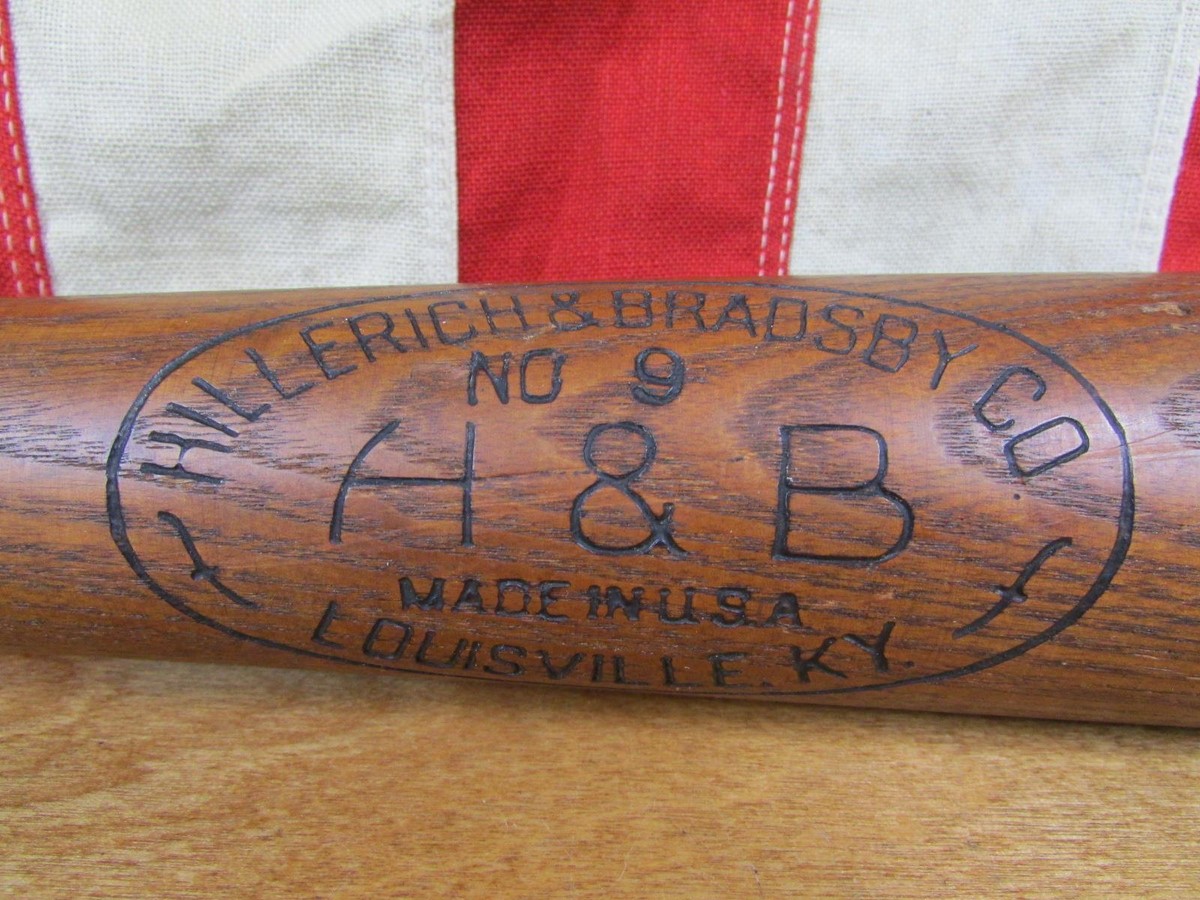Vintage 1950s Hillerich Bradsby H&B Wood Baseball Bat No.9 HOF