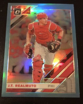 2019 Optic #105 J.T. REALMUTO Blue Prizm SP #d 46/50! PHILLIES