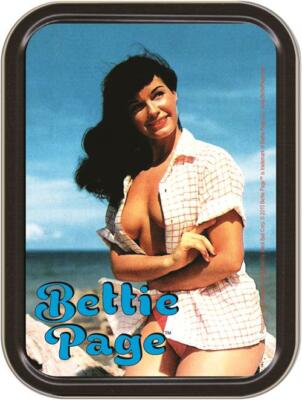 Bettie Page Beach Stash Tin Storage Container 4.37'' L x 3.5'' W x 1'' H