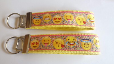 Texting Emojis 6'' Key chain Key Fob Wrist Strap Key Ring Gift Cartoon Smile 