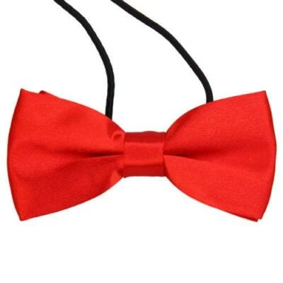 SHATCHI Mens Boys Bow Tie Satin Plain Red Wedding Adjustable Dickie Pretied Fancy Dress