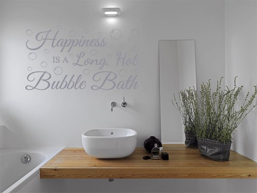 Badezimmer Wand Zitat "Glück ist..." Wandbild Aufkleber, Vinyl Transfer, Aufkleber. - Bild 3 von 3