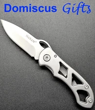 5 1/4" NEW! MAXAM Satin GREY Frame POCKET KNIFE FOLDING Knives Silver SKPARAH