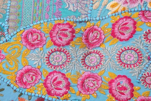Round Bohemian Patchwork Ottoman Vintage Chair Bean Bag Floor Cushion Pouf Cover - Picture 24 of 31