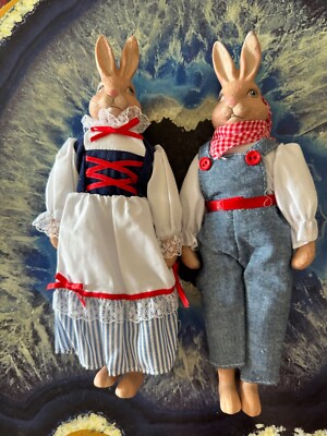Country Barnyard Bunnies Betsy and Billy- Baxter & Smythe Mail Order 1994 Rare