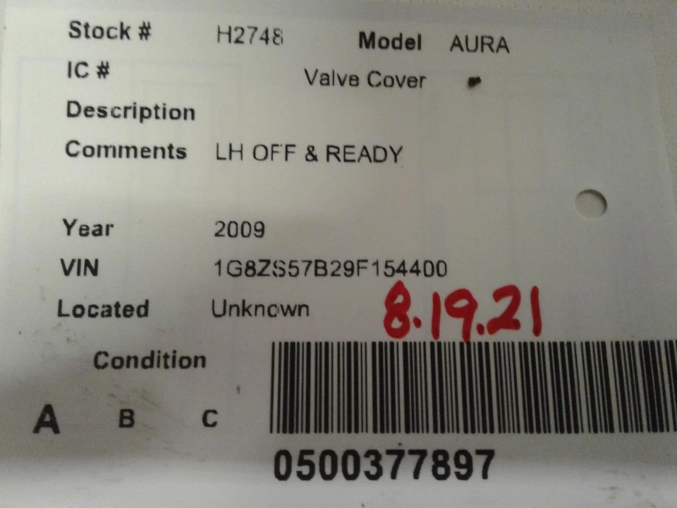 Used Engine Valve Cover fits: 2009 Saturn Aura Grade A Foto 3 de 4