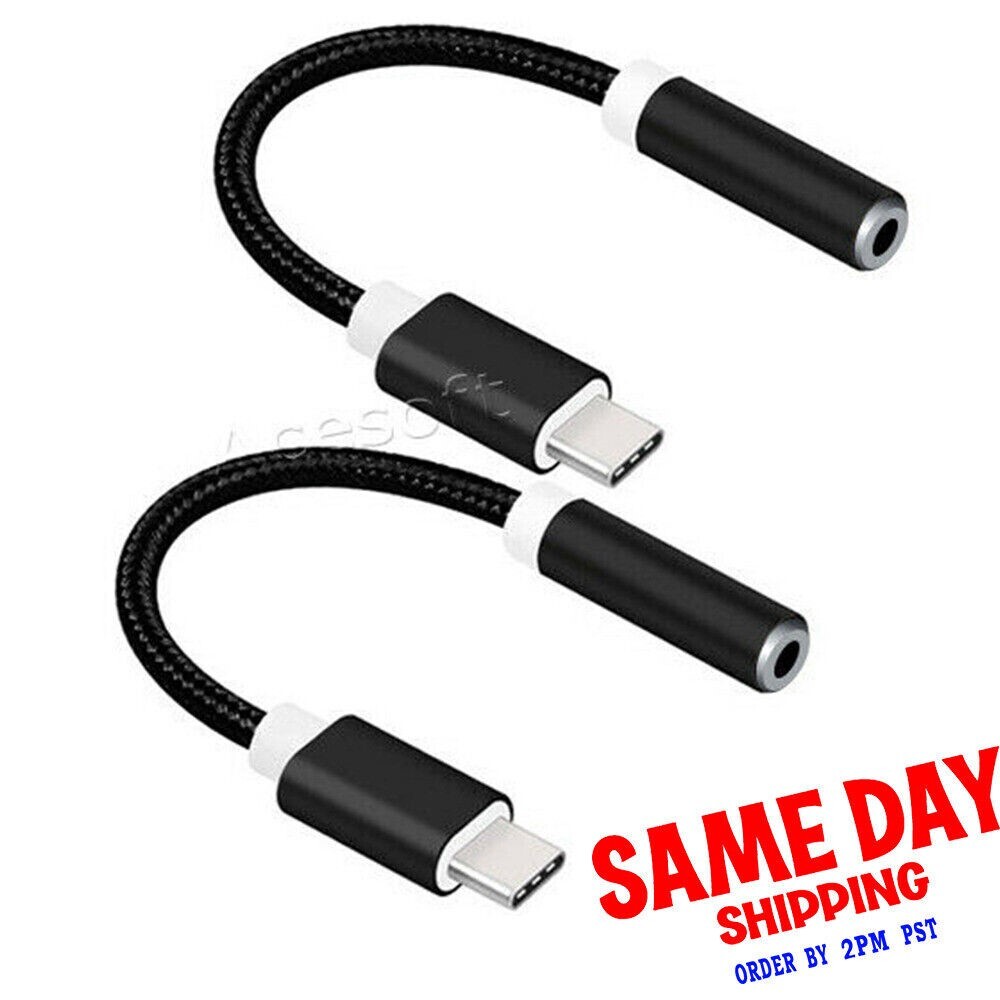 2 Pack Type C to 3.5mm Earphone Adapter for Sprint/Boost Mobile HTC Bolt Phones