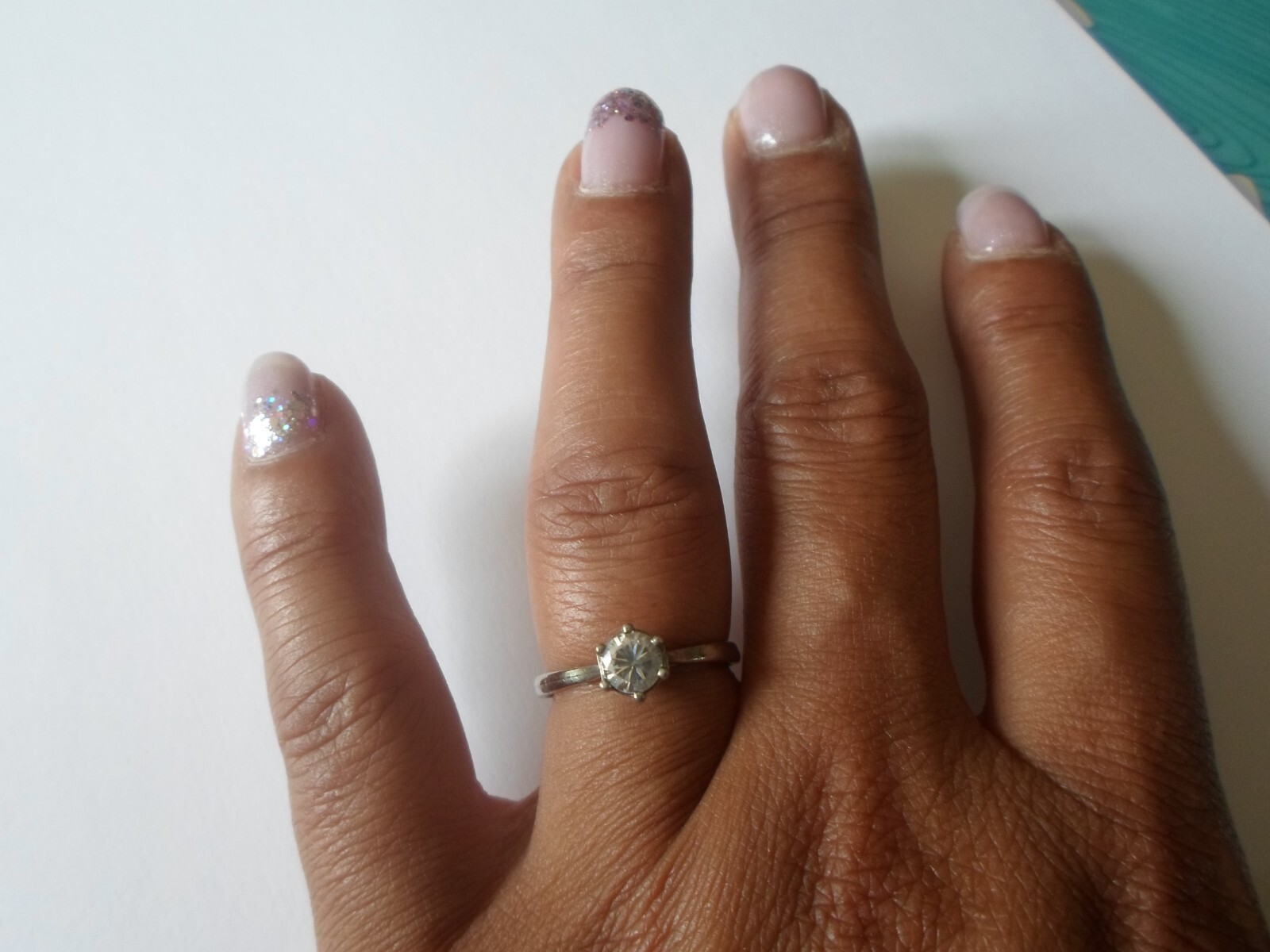 bague en argent massif, solitaire, zirconium, t. … - image 2