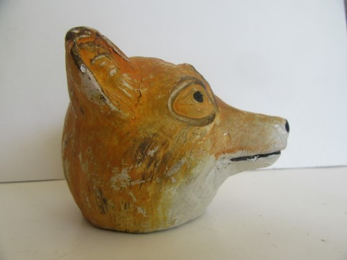 RARE Antique Germany Fox Head w/ Glasses Paper Mache Candy Container - Picture 9 of 24
