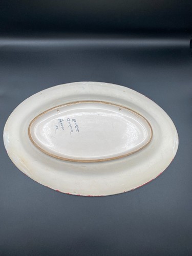 Henriot Quimper Large Oval Platter French Faience 122 Spongeware Rare Antique - Picture 18 of 18