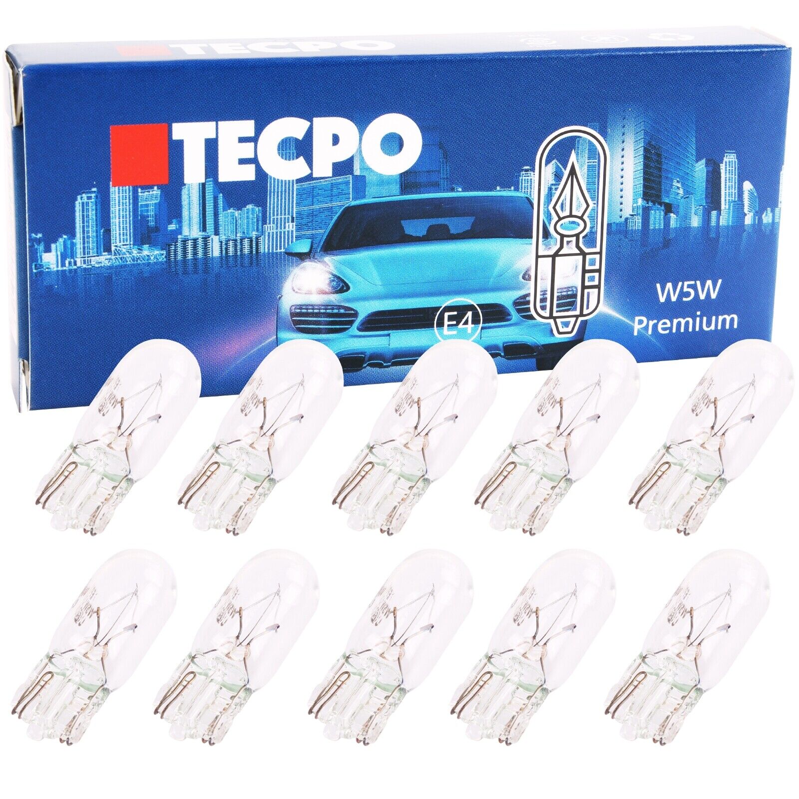 TECPO 50x Glassockel Glühbirnen W5W Standlicht Kennzeichenlich