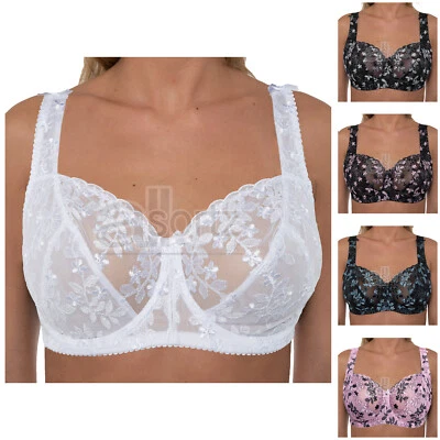 Ladies Gemm Full Cup Underwired Bra Plus Size Firm Hold Lace Large Pretty Uk New