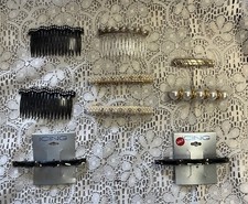 Vintage Hair Barrettes and Hair Combs Lot of 9