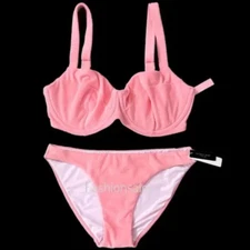 Victorias Secret Set Wicked Push Up Terry Bikini Top 32DDD & Bottom Medium New