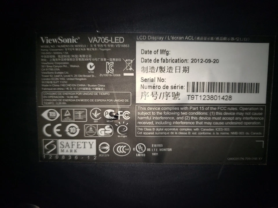 ViewSonic 17" LCD Flat Panel Monitor VA705-LED-2 - Image 3 of 3