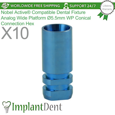 10x Nobel Active  Compatible Dental Fixture Analog Wide Platform WP Conical