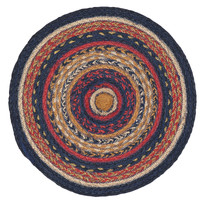 Stratton Braided Table Mat In Navy, Ruby, Copper And Tan, 13, Jute, Set Of Two Stratton Braided Table Mat In Navy, Ruby, Copper And Tan, 13, Jute, Set Of Two