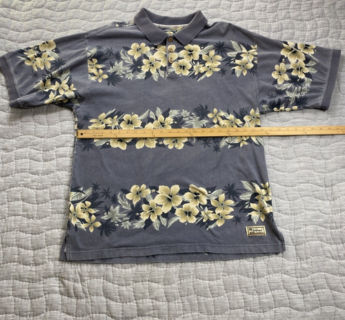 Tommy Bahama camicia uomo grande grigia hawaiana floreale polo spiaggia vintage - Foto 5 di 10
