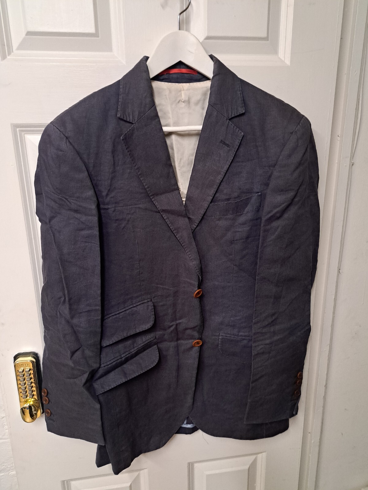 FILA Giacca blazer di lino blu navy Hackett UK 36 Savile Row London Jermyn Street...