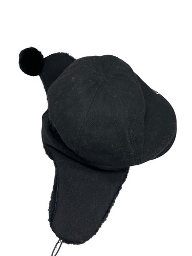 Ping Solid Black Winter Beret Caps Hats With Ear Flap Tassel Cover Medium - Picture 2 of 5