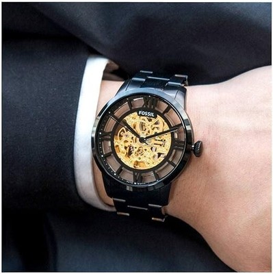 Fossil 44mm Townsman Skeleton Automatic Black Men