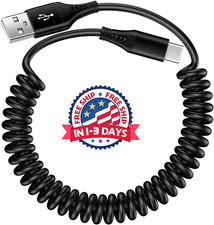 USB to USB C Cable Coiled 3FT Car Charger Cord for Iphone 15/15 Pro/15 Pro Max,,