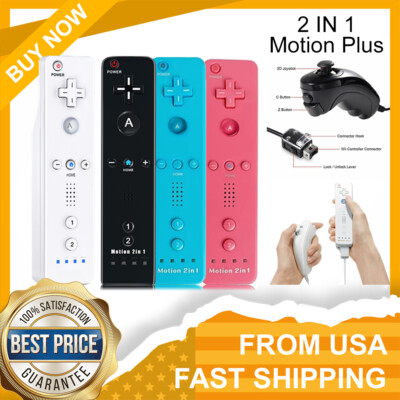 Built in Motion Plus Remote blue Controller & Nunchuck For Nintendo Wii Wii U