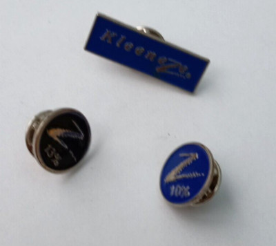3X KLEENEZE LAPEL BADGES, COMPANY BADGE PLUS 10% AND 13% ACHIEVEMENT LEVELS