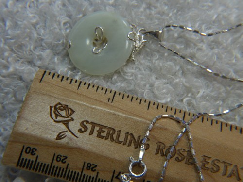 DRAGON LIGHT GREEN QUARTZ 1 1/2" Sterling Silver 0.925 Estate 16" CHAIN NECKLACE - Picture 9 of 9