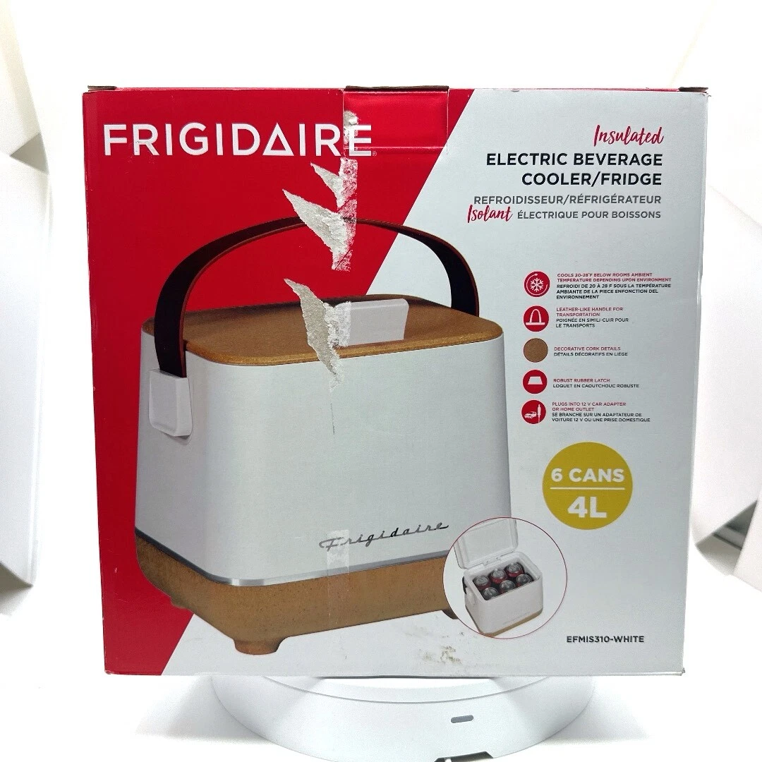 NIB WHITE FRIGIDAIRE® 6-CAN INSULATED ELECTRIC BEVERAGE COOLER/FRIDGE