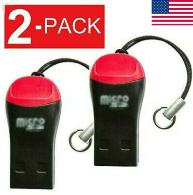 2Pcs USB Memory Card Reader USB 2.0 Adapter for Micro SD SDHC SDXC TF  Hi-Speed