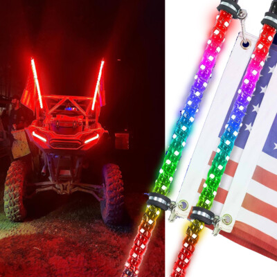 3ft LED Whip Light Chasing Lighted Antenna Whip For Kawasaki KRX