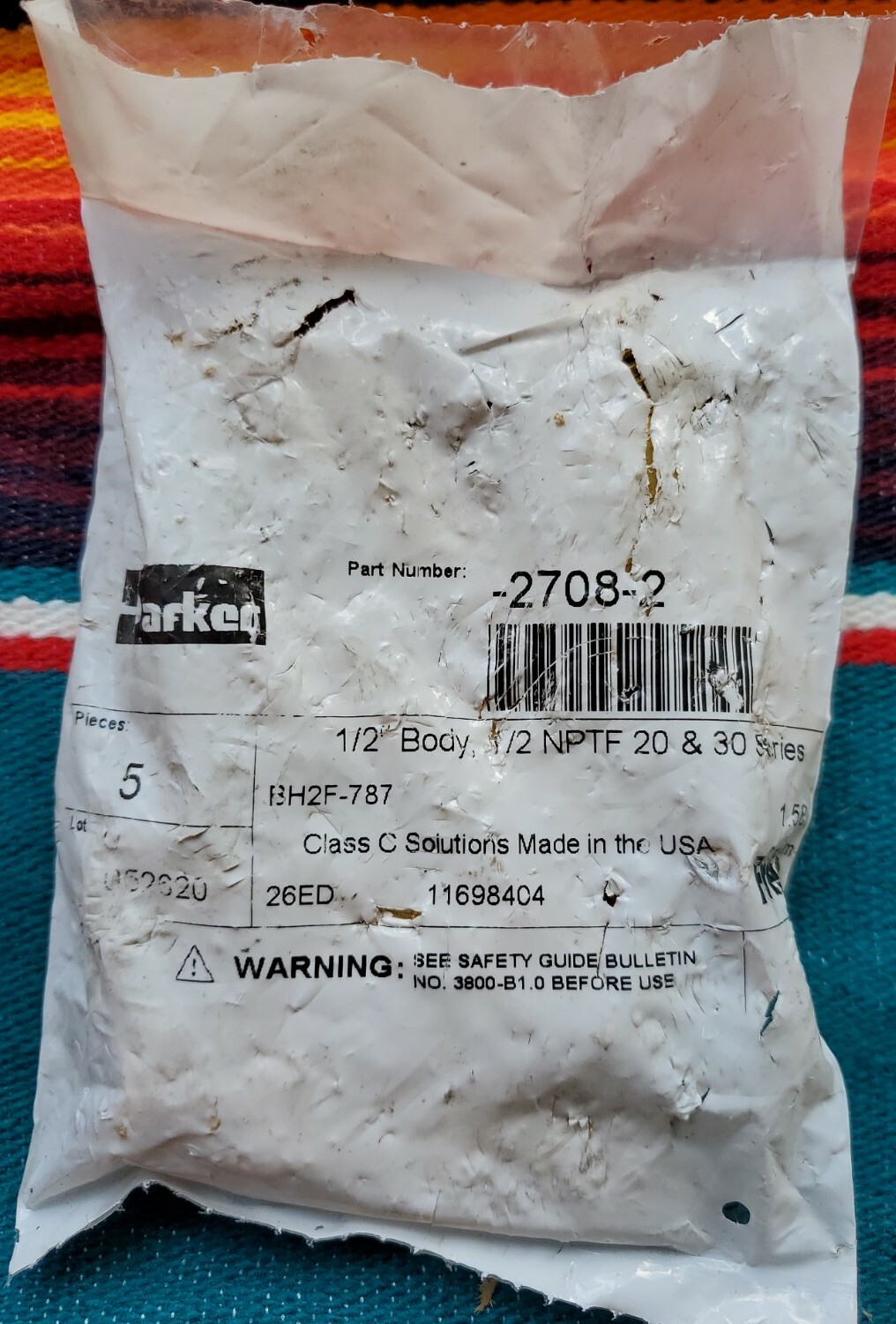 Parker Series 20 & 30 Brass Male Pipe Nipple 1/2" Body x 1/2 NPTF 2708-2 5-Pack