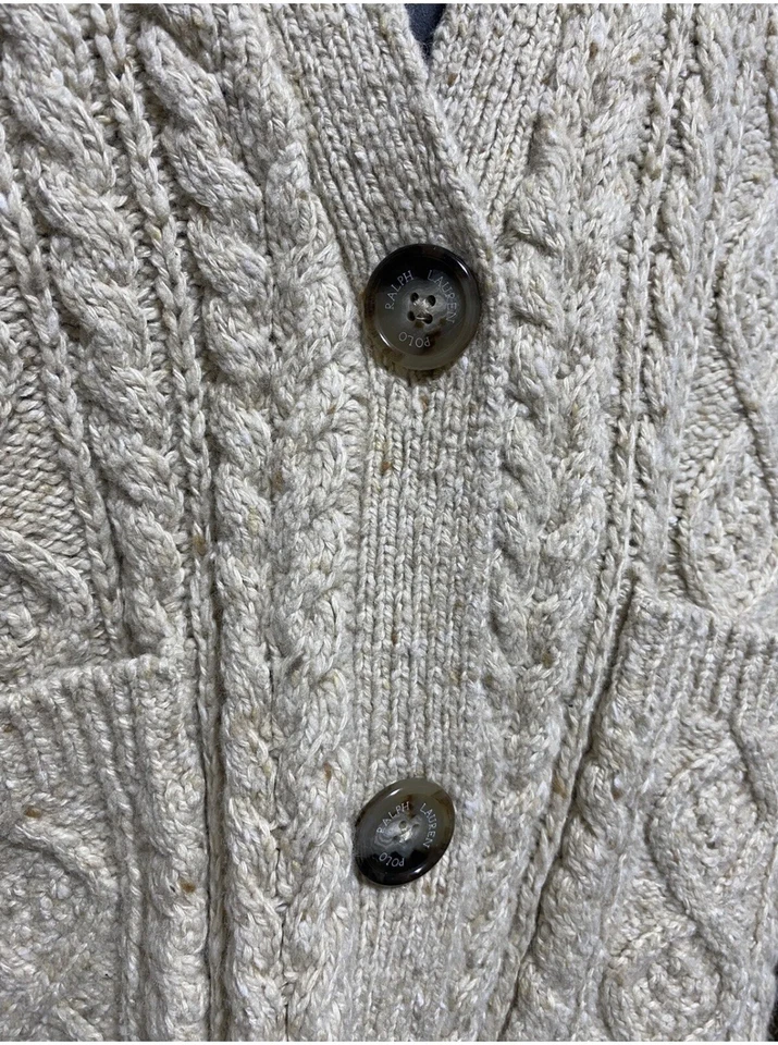 Polo Ralph Lauren Boyfriend Cárdigan Suéter Beige Talla Pequeña Foto 2 de 4