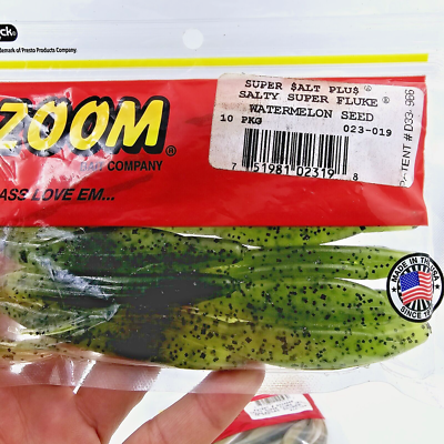 Zoom Salty Super Fluke - Esche Soft Bait Da 12,7 Cm (5 Pollici), Colore Zucca Verde, Confezione Da 10