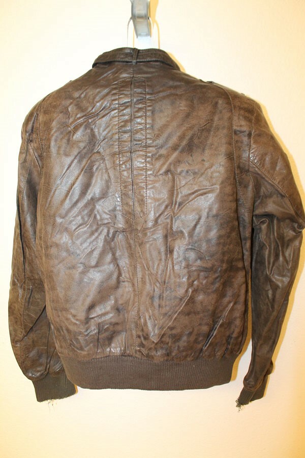 MENS WILSONS VINTAGE CEDAR BROWN LEATHER REMOVABLE LINER CAFE RACER JACKET SZ 42 image 3