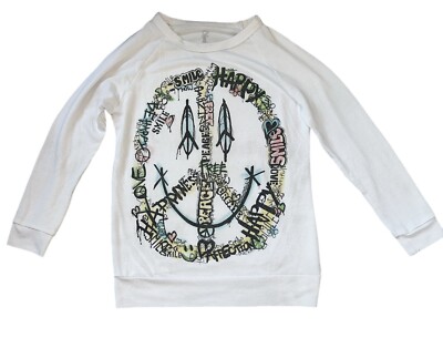 Lauren Moshi Girls Peace Happy Graffiti Graphic Cozy Knit Sweater