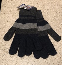 Gray Navy Striped Men  s Winter Warm Weaved Knit Gloves Insulated OSFM