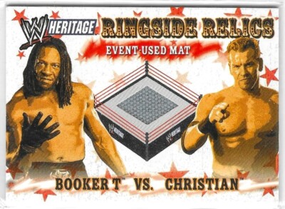 2005 Topps WWE Heritage Booker T & Christian Ring Mat Relic Card
