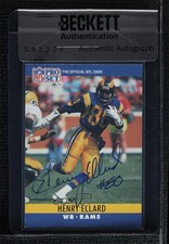 BAS 1990 Pro Set Henry Ellard #164 Seal of Authenticity Auto 3c7