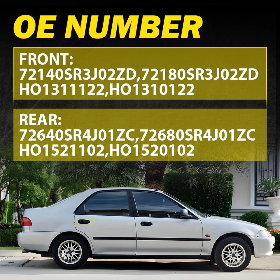 4X Manija de puerta exterior delantera trasera izquierda derecha para Honda Civic 1992-1995 negra Foto 3 de 4