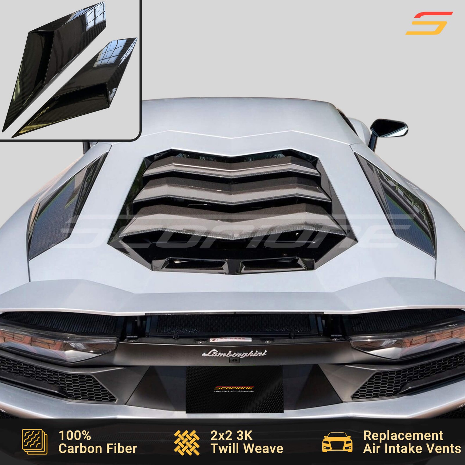 Scopione Carbon Side Air Intake Engine Vents for Lamborghini 18-22 Aventador S