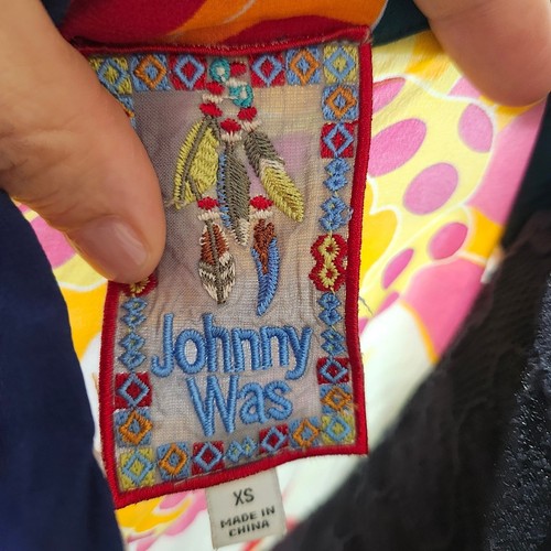 Johnny Was Seidenbluse XS Mehrfarbig Blumen Boho Tunika Oberteil 100% Seide - Bild 7 von 8