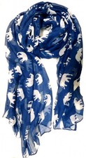 Gorgeous Blue Elephant Print Long  Soft Scarf Shawl/Wrap - Large