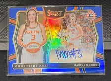 2025-26 Panini Select WNBA Marina Mabrey Courtside Action Blue Prizm Auto /49