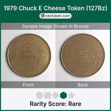 1979 Chuck E Cheese Token (127B) Pizzatime Theatre Concord, CA Brass 25mm Rare