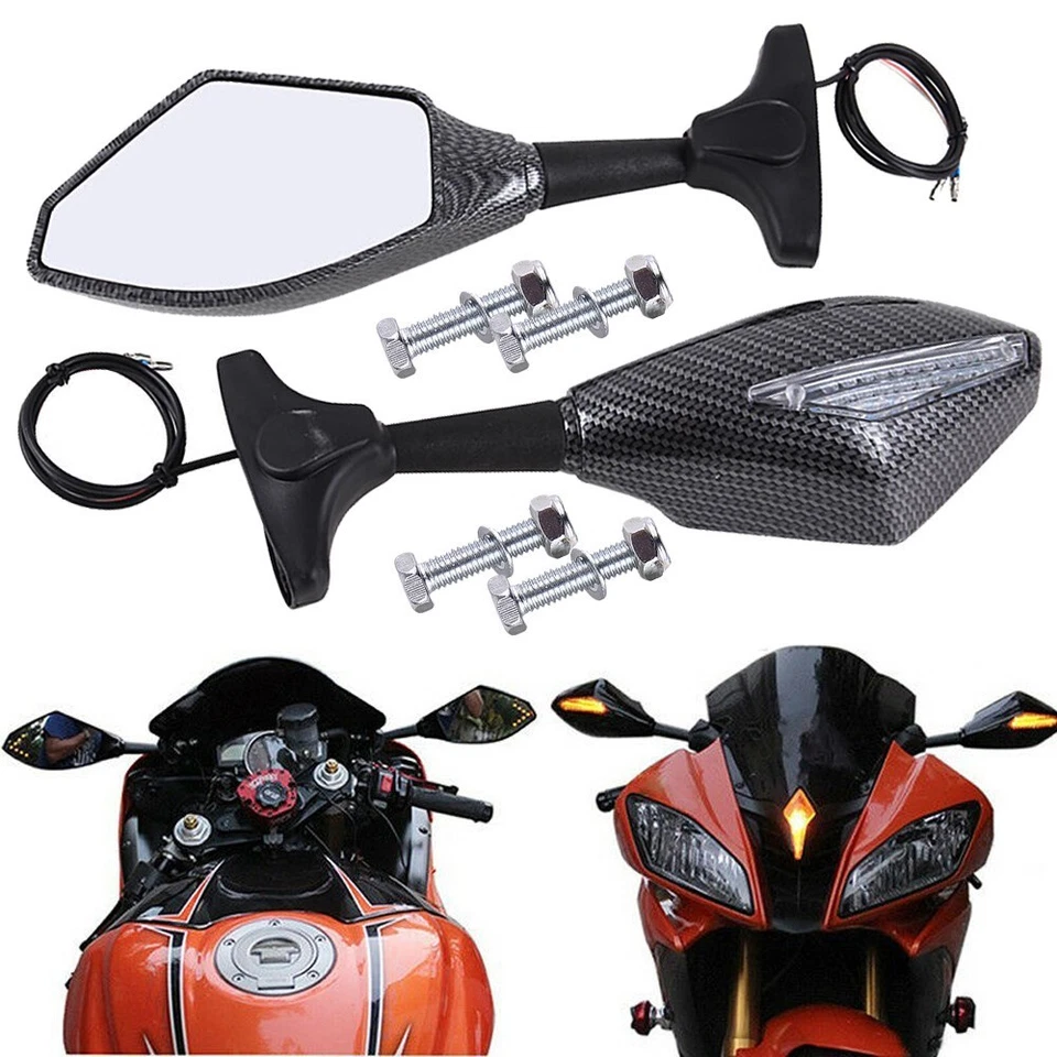 Espejos retrovisores LED intermitentes para Kawasaki Ninja 1000 ZX1000 ZX6 ZX600 ZX6R Foto 2 de 4