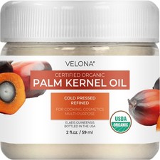 Velona USDA Certified Organic Palm Kernel Oil 2 FlOz-1 Gal Refined Cold Pressed