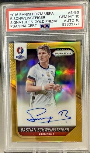 2016 Panini Prizm UEFA Euro Bastian Schweinsteiger Signatures Gold Prizm PSA 10