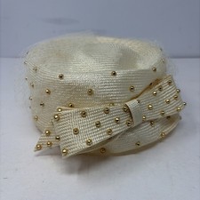 Mysha 100% Straw Summer Straw Hat - Vintage - Made In USA - Cream - Fashion